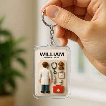Personalized Veterinarian Father's Day Gift Acrylic Keychain - Custom 3D Style "Dog-tor" Keychain Custom Name