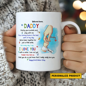 Personalized Welcome Home Daddy Mug from Baby – Celebrate a First Father’s Day with a Thoughtful Ceramic Gift for New Dads Starting Their Journey into Fatherhood