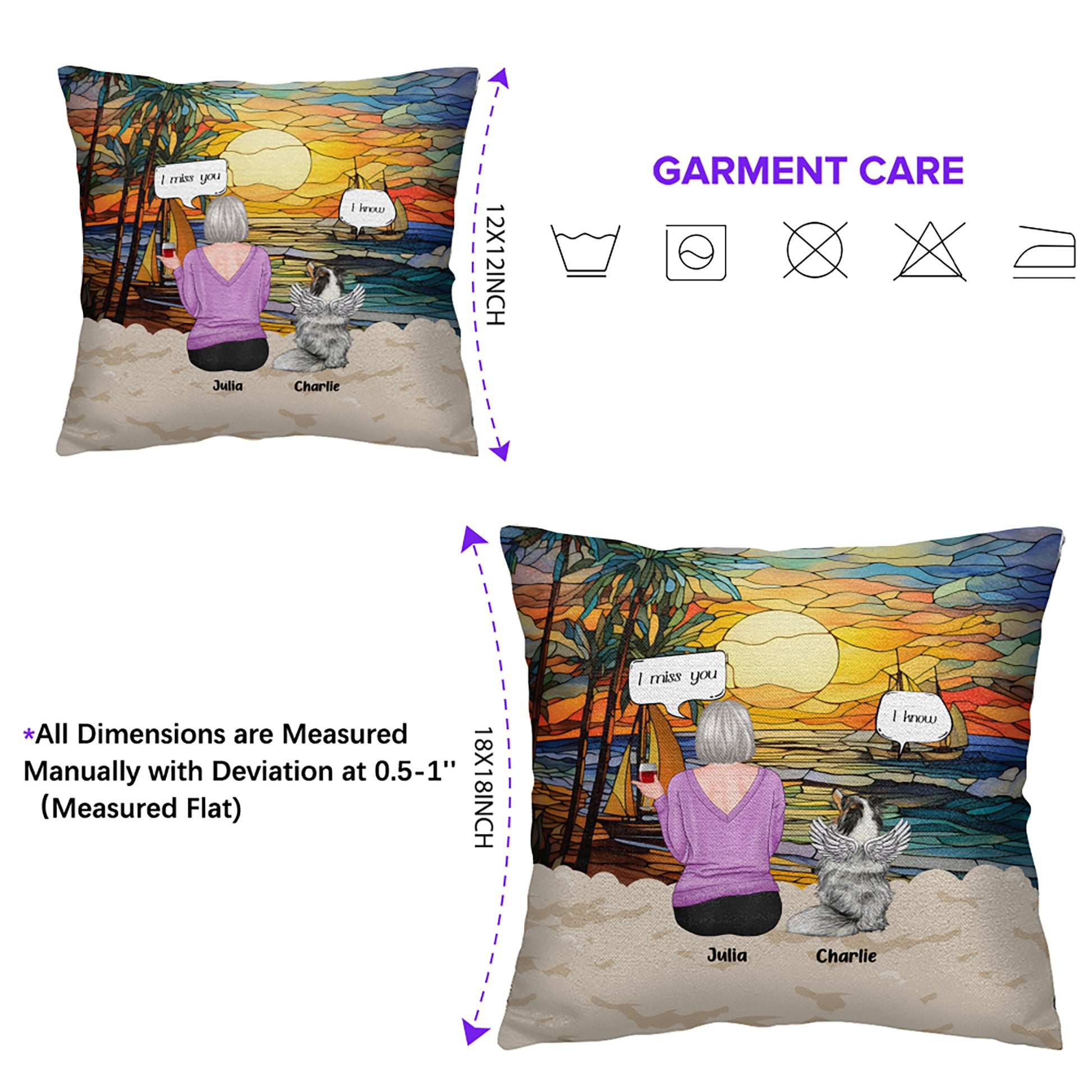 Pet Loss Pillow with Down Alternative Filling and Custom Photo

