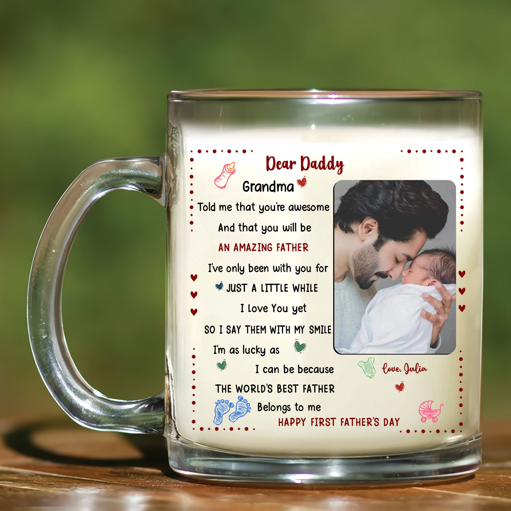 Photo Mug for First-Time Dad – Dear Daddy Gift from Baby with Poem and Image – Celebrate Fatherhood with Love and Style