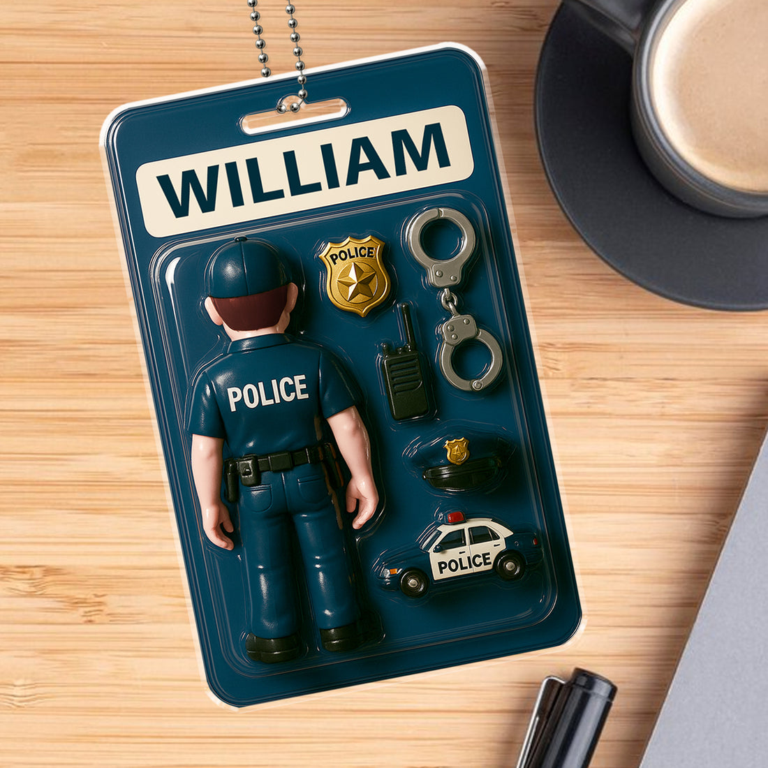 Custom Law Enforcement Car Ornament for Dad – Personalized Police Officer Acrylic Gift for Father’s Day – Perfect for Rearview Mirror

