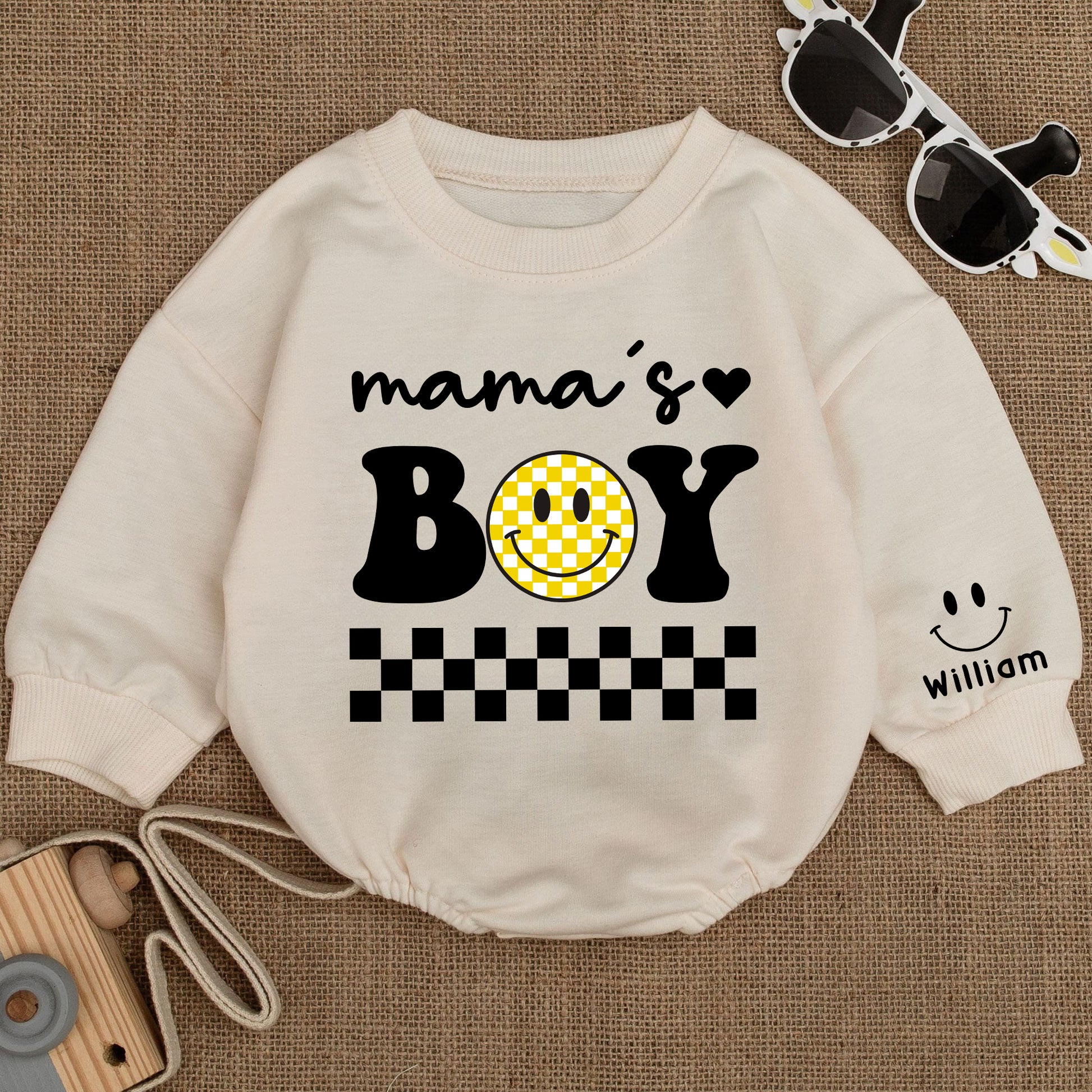 2 Sides Bodysuit Romper Long Sleeve Mama's Boy Personalized Custom Babysuit - Gift For Baby And Mom - LuthCreative