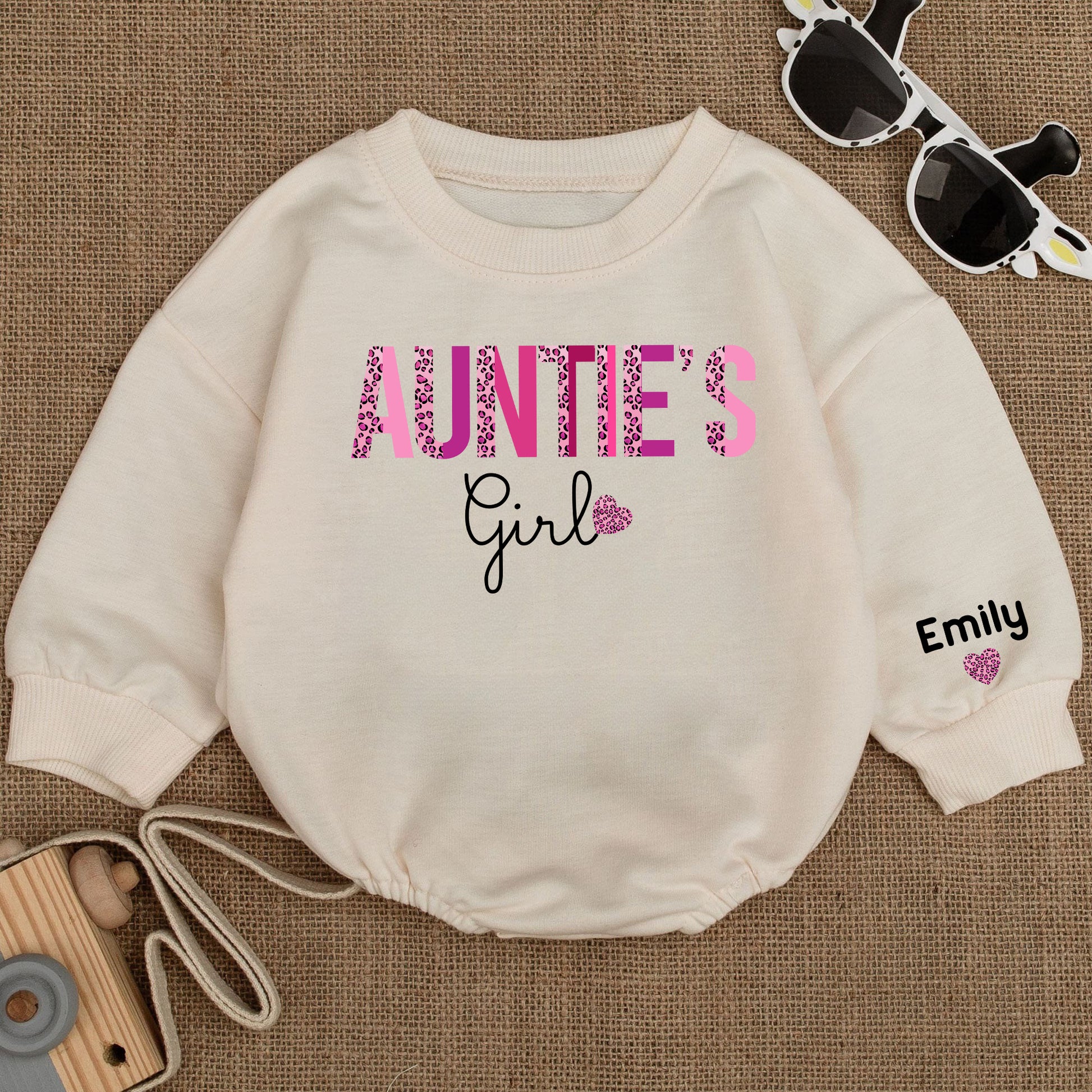 Baby Bodysuit Romper Long Sleeve Customize Name Auntie's Girl Personalized Custom Babysuit - Gift For Niece And Auntie - LuthCreative