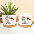 She Is Strong Fearless Warm Loving Patient Selfless Birth Flower Personalized Ceramic Plant Pot.