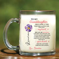 Show your granddaughter how she stole your heart with this 'To my Granddaughter' Glass Mug Gift. A daily reminder of Grandma's forever love, personalized for Laurian or any cherished girl.