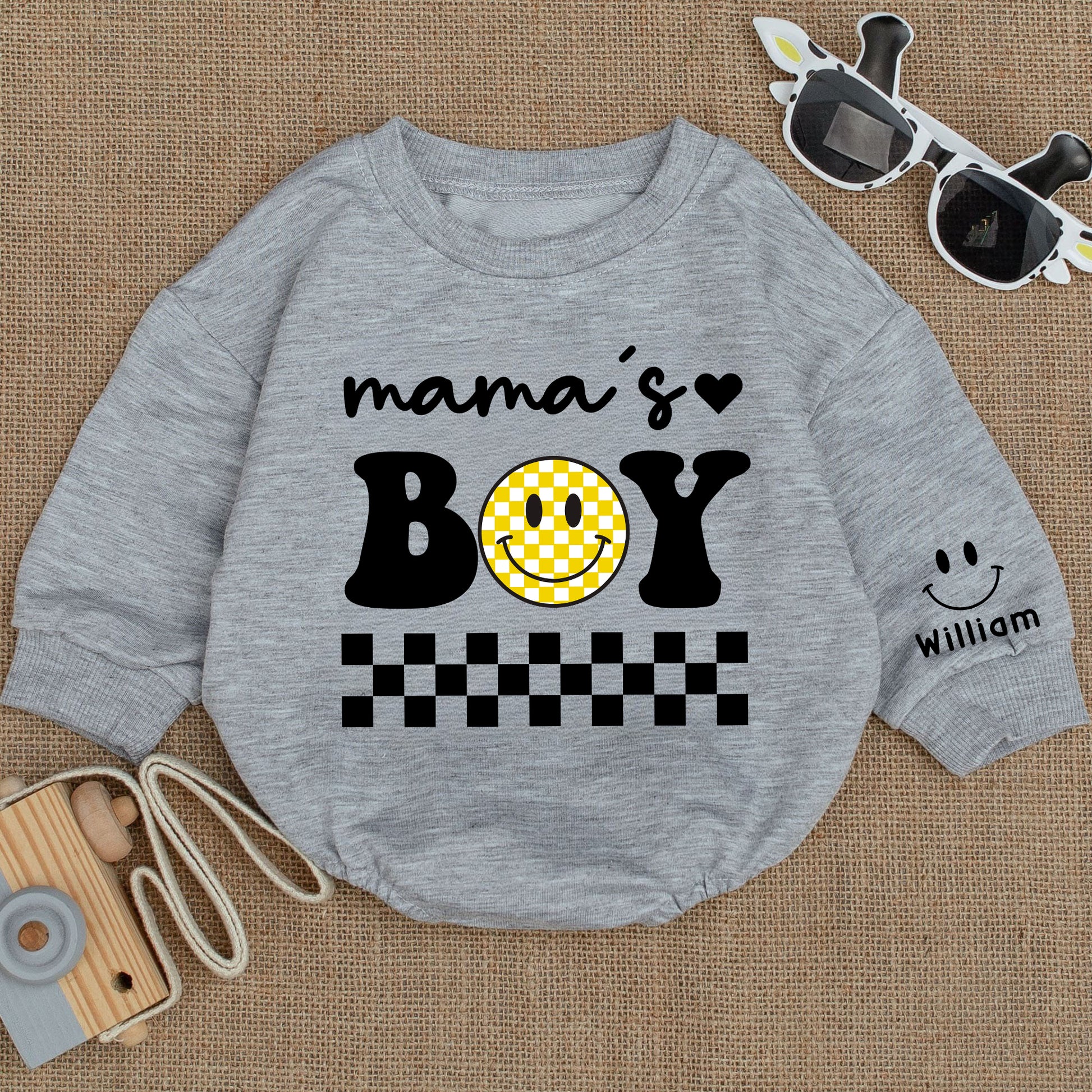 2 Sides Bodysuit Romper Long Sleeve Mama's Boy Personalized Custom Babysuit - Gift For Baby And Mom - LuthCreative
