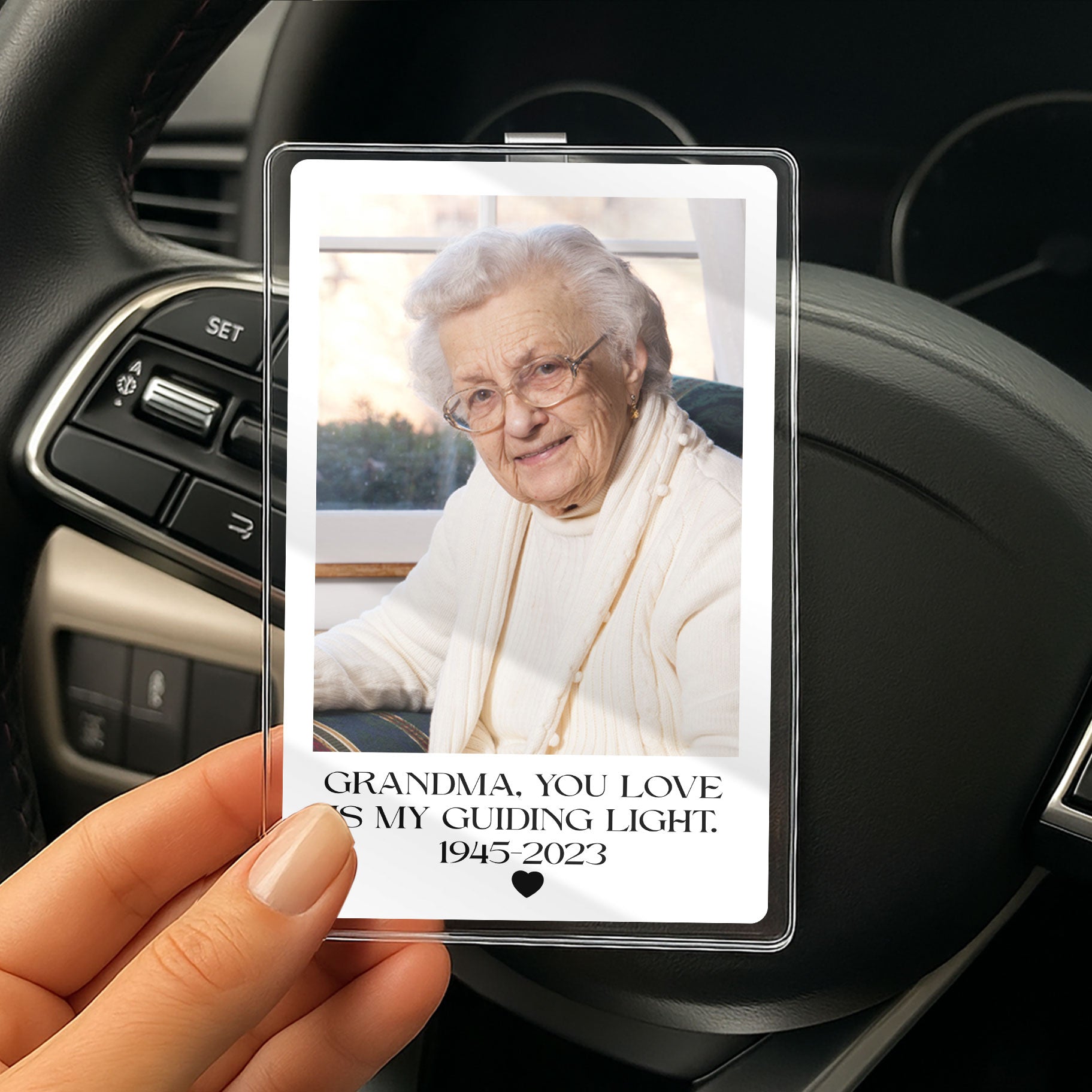 Take Their Memory Everywhere – Custom Car Visor Clip with Picture & Loving Words, Memorial Gift Idea

