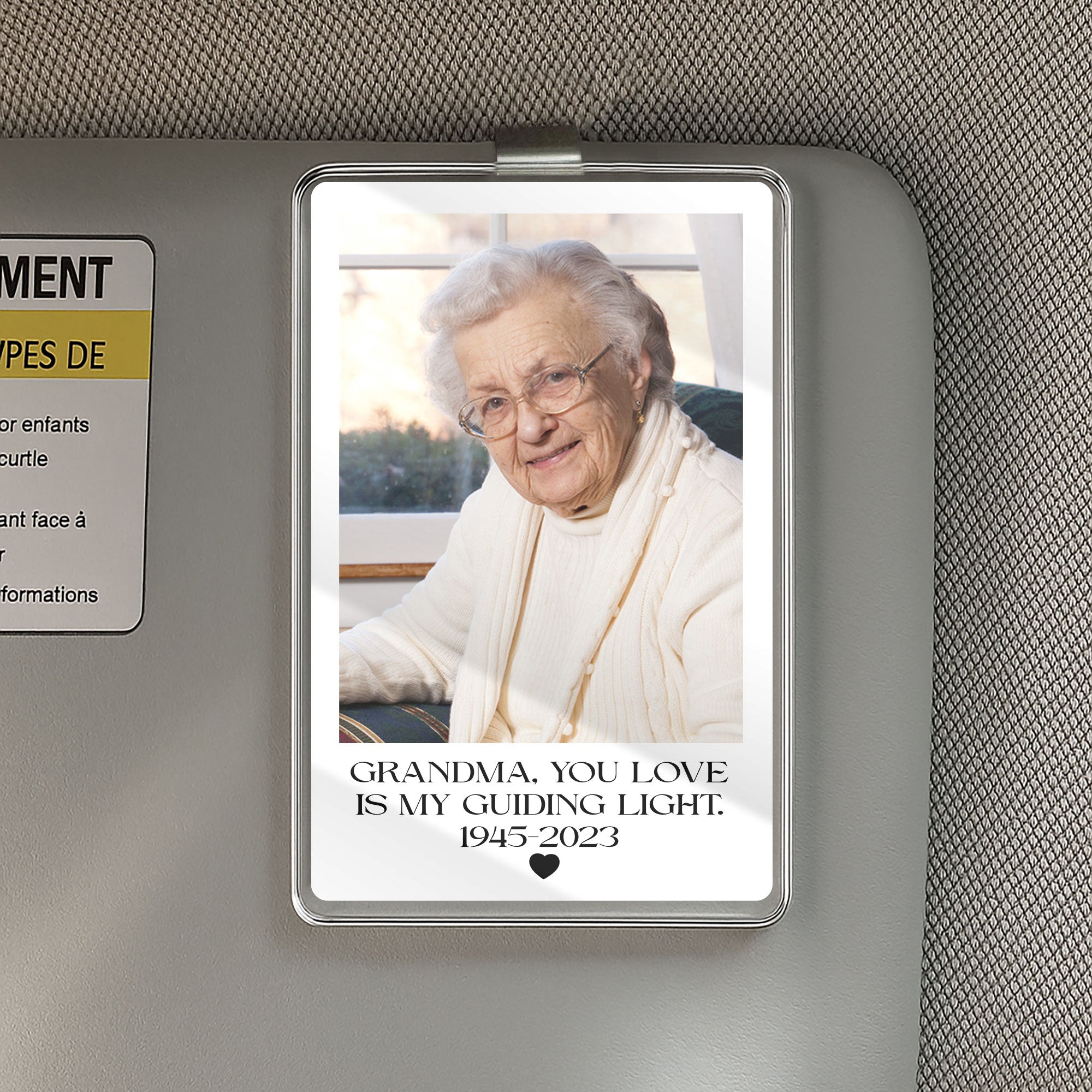 Take Them on Every Ride – Personalized Memorial Car Visor Clip with Photo & Dates, Tribute Gift for Loss of Loved One