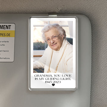 Take Them on Every Ride – Personalized Memorial Car Visor Clip with Photo & Dates, Tribute Gift for Loss of Loved One