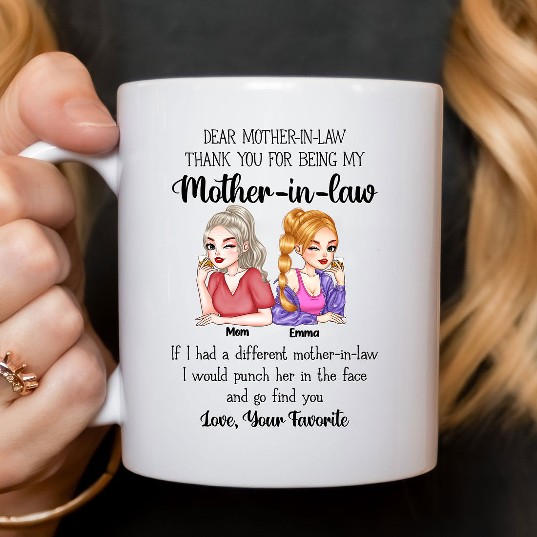 Let your mother-in-law know how much you value her with this sincere 'Thank You For Being My Mother-in-law' White Ceramic Mug. Choose the perfect size and consider adding a personal touch to create a personalized mug she will truly cherish!