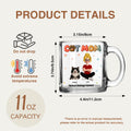 The Purrfect Gift: Custom Cat Mom Glass Mug with Names

