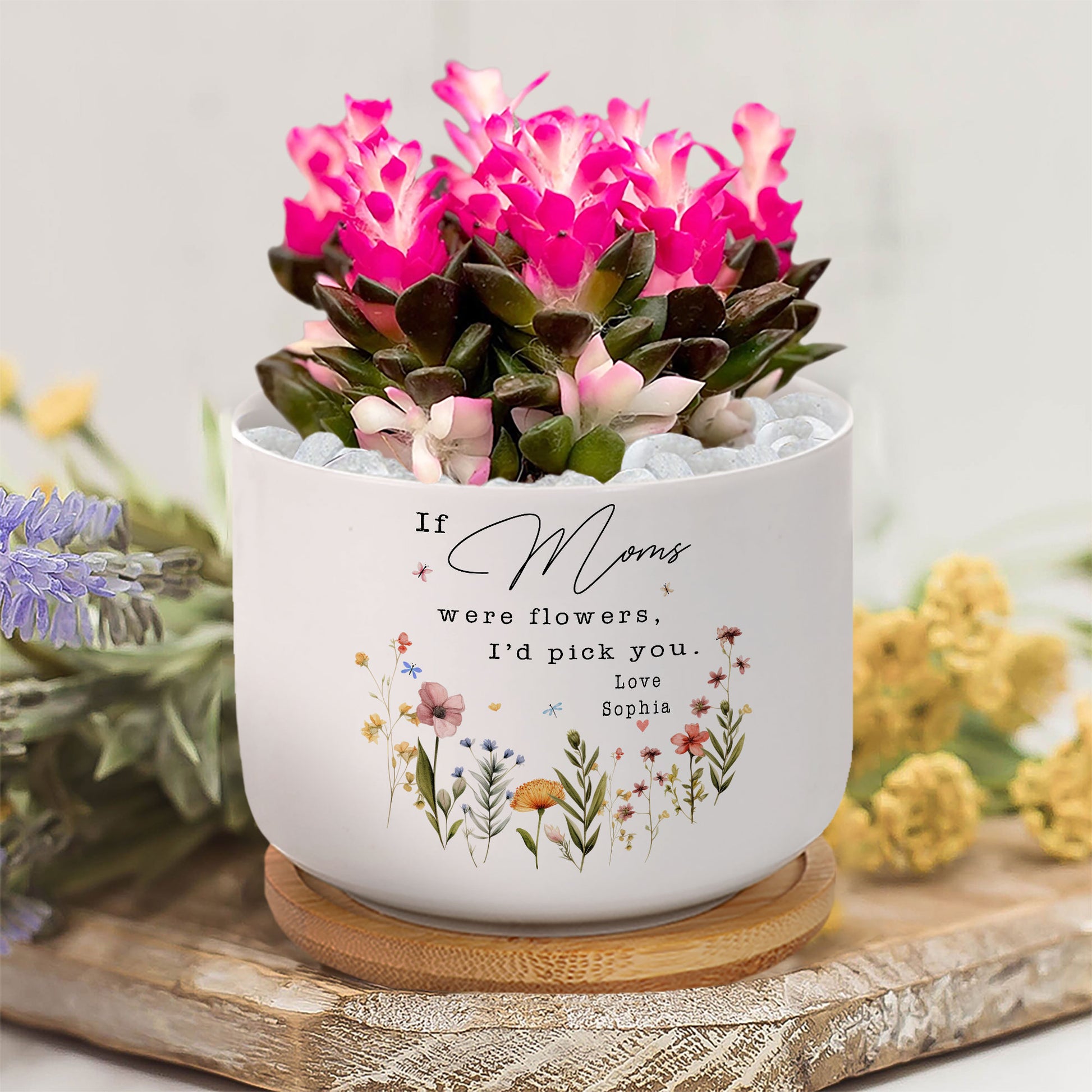 To My Amazing Mom: If Mom Were Flowers, I'd Pick You – Birth Month Flower Custom Name Ceramic Plant Pot