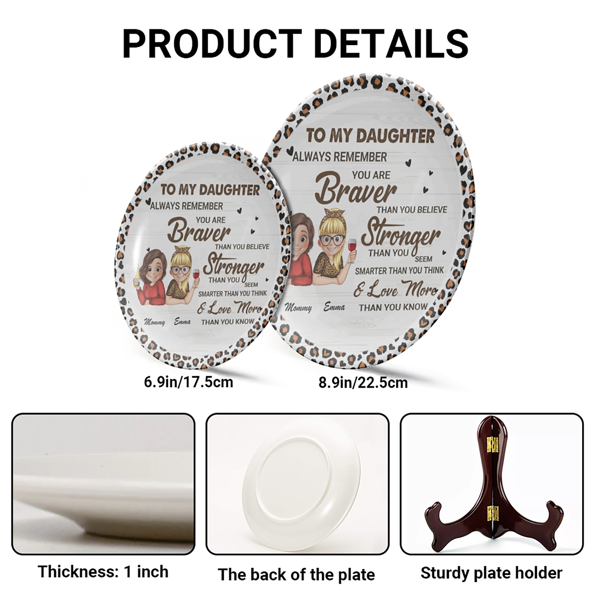 To My Daughter Always Remember You Are Braver Than You Believe Ceramic Personalized Plate