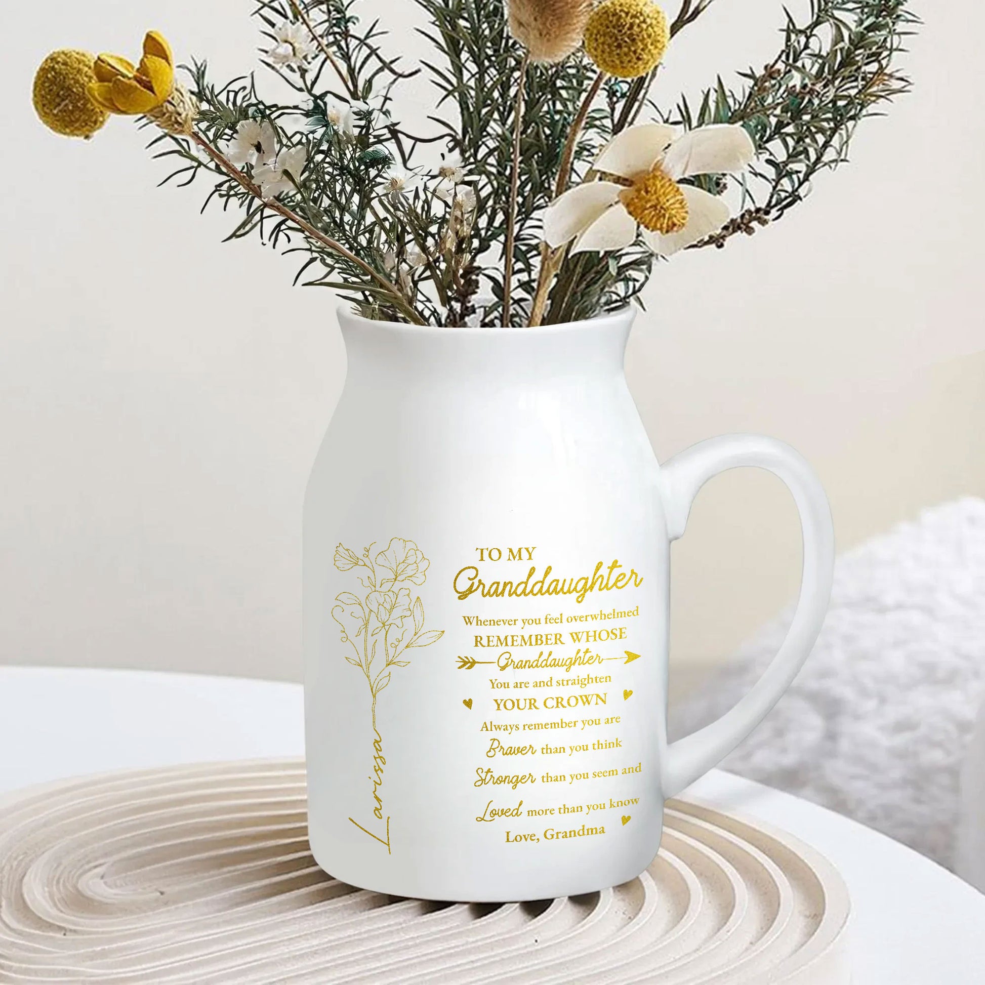 To My Daughter Whenever You Feel Overwhelmed,Remember Whose Daughter-Personalised Vase