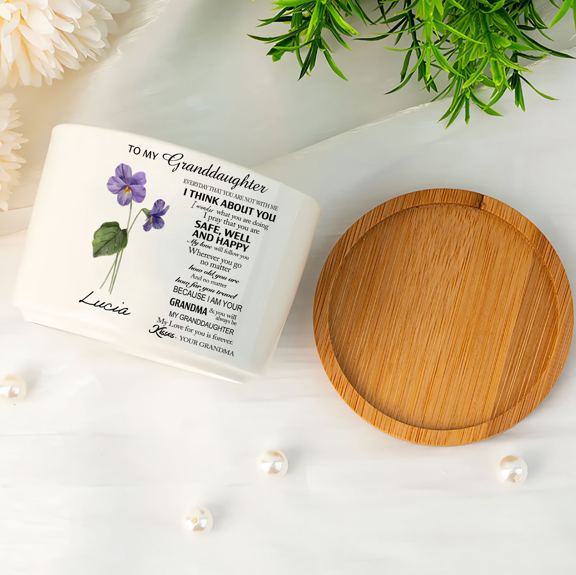 To My Granddaughter: A Birth Flower Personalized Plant Pot to Celebrate Her