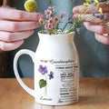 To My Granddaughter Birth Flower Personalized Ceramic Vase, Custom Besties Gift