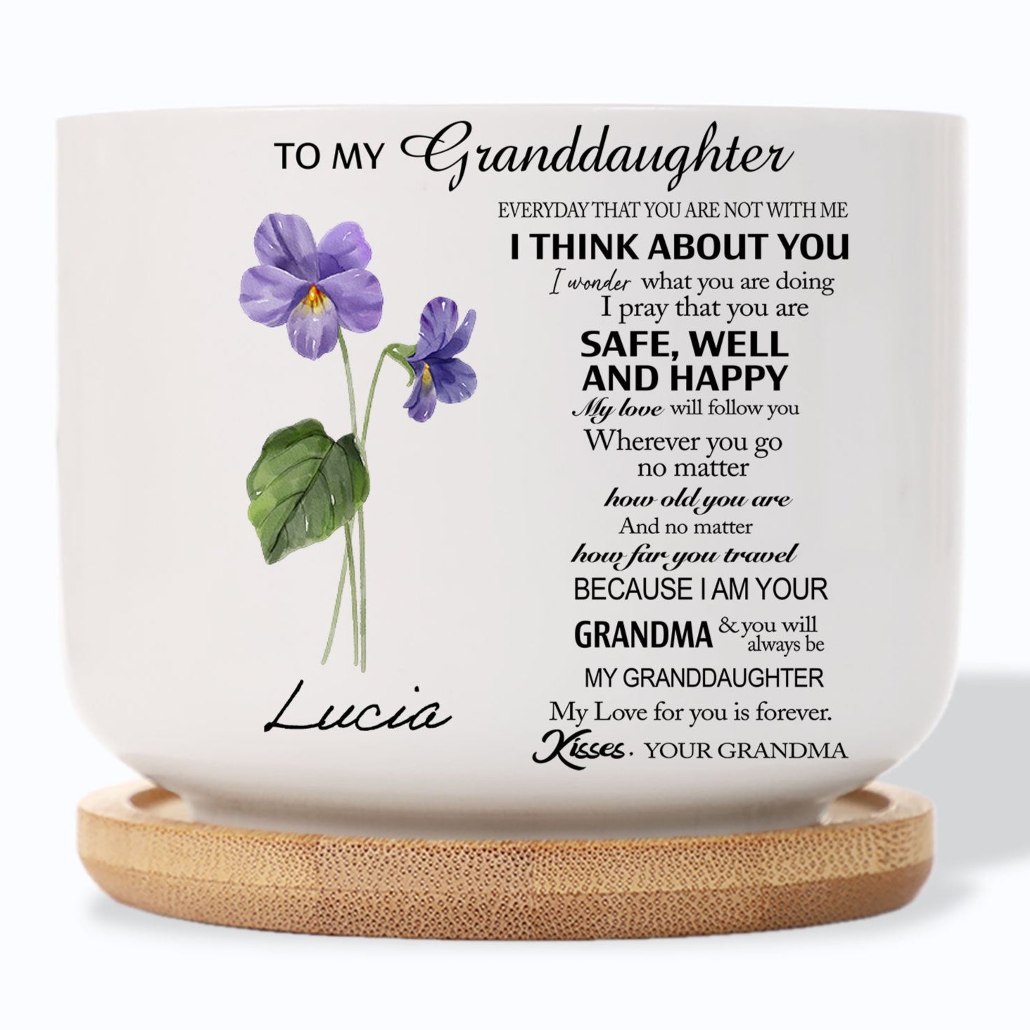 To My Granddaughter Birth Flower Personalized Plant Pot X