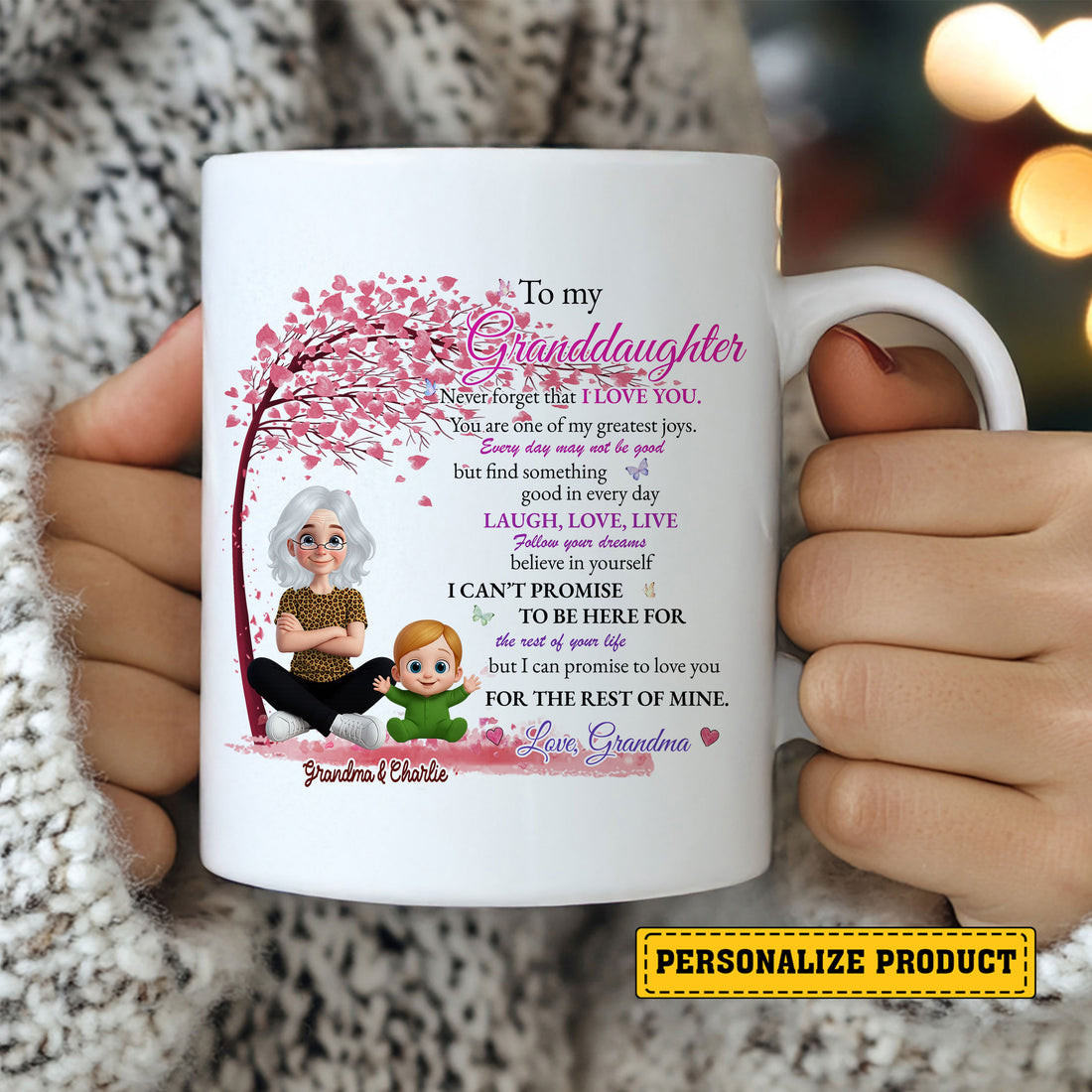 To My Granddaughter Ceramic Mug – Heartfelt Love Letter Gift from Grandma with Inspirational Message to Encourage, Support, and Celebrate Her Journey Through Life