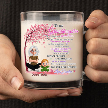 To My Granddaughter Gift Glass Mug from Grandma – Inspirational Keepsake with Love and Encouragement for Birthday, Christmas, or Just Because Moments