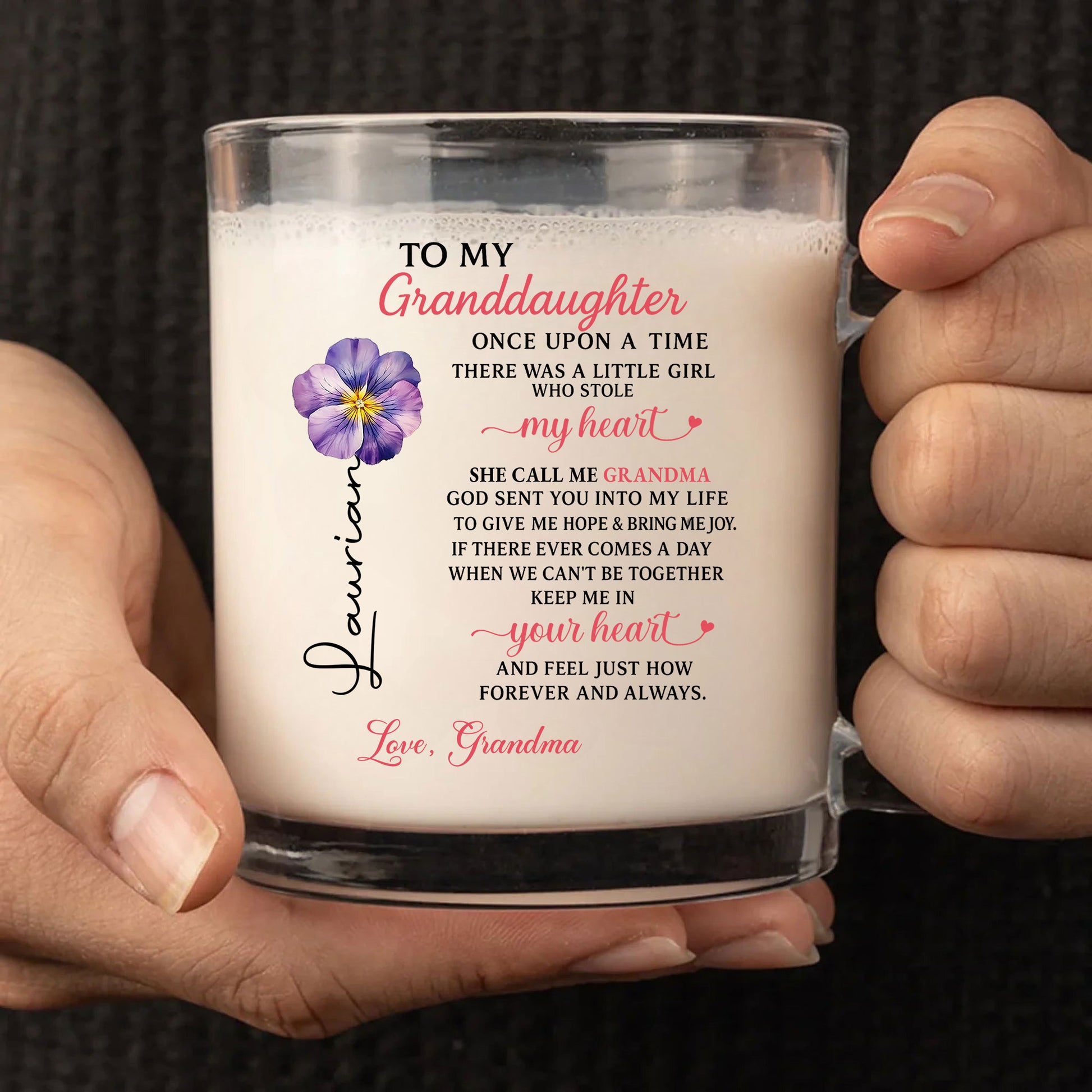 To My Granddaughter Glass Mug from Grandma – A Heartfelt Gift to Celebrate Love, Bond, and Special Moments That Last a Lifetime