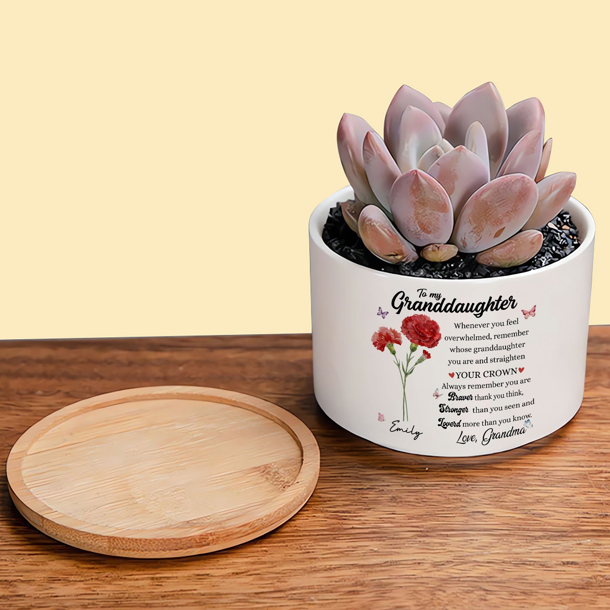 To My Granddaughter: God Says You Are Special—A Personalized Birth Flower Ceramic Pot