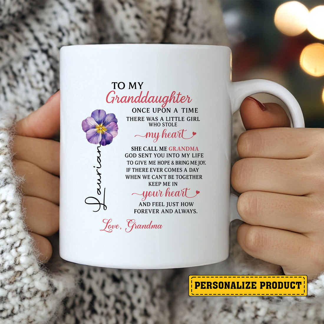 To My Granddaughter – Heartfelt Love Letter Ceramic Mug Gift from Grandma for Special Occasions