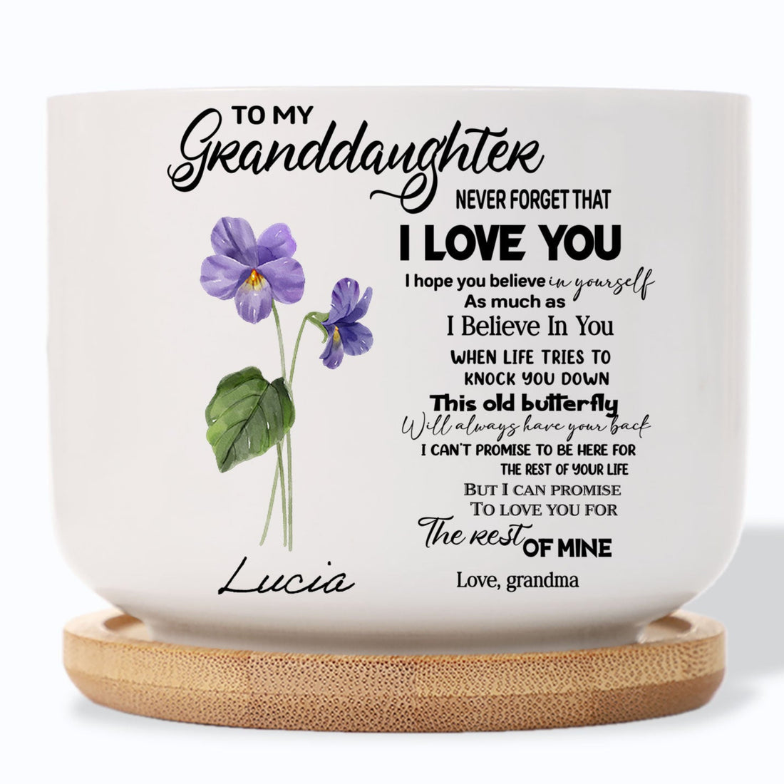 To My Granddaughter Never Forget Birth Flower Personalized Plant Pot