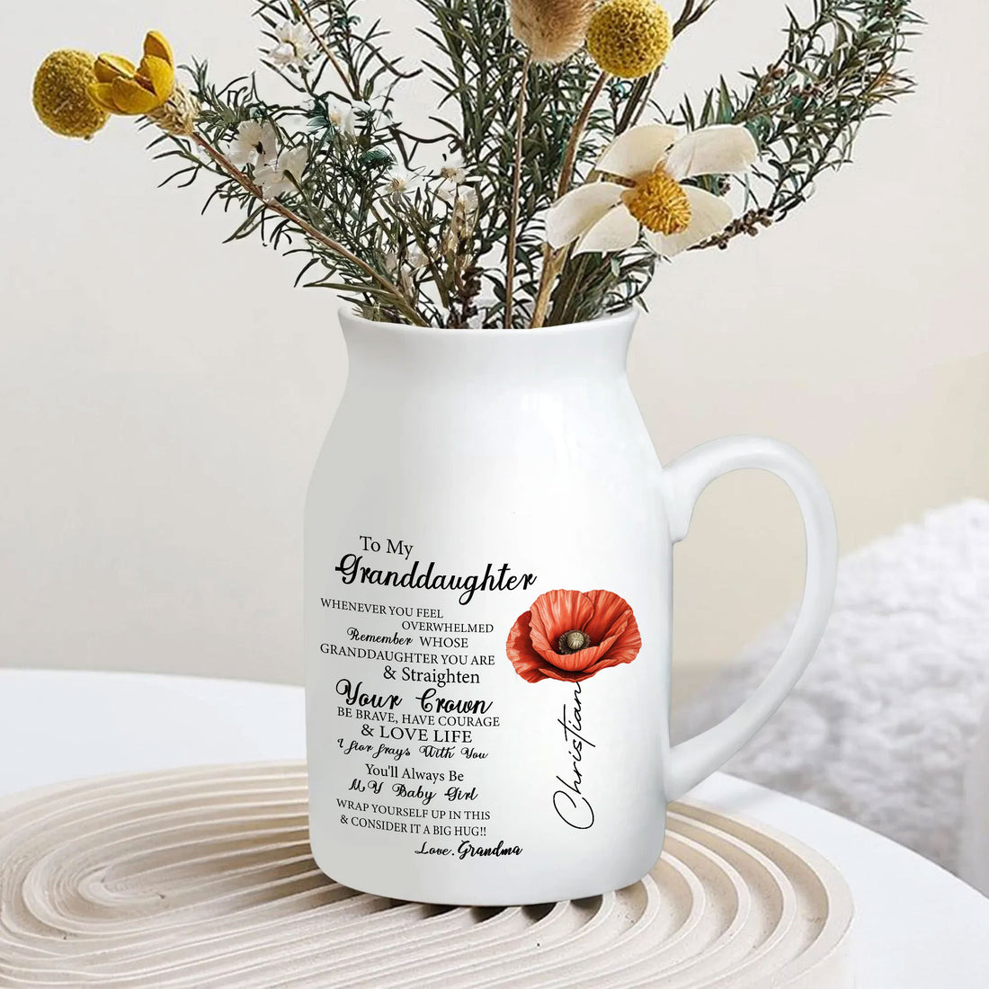 Whenever You Feel Overwhelmed Remember Whose Birth Flower Ceramic Vase
