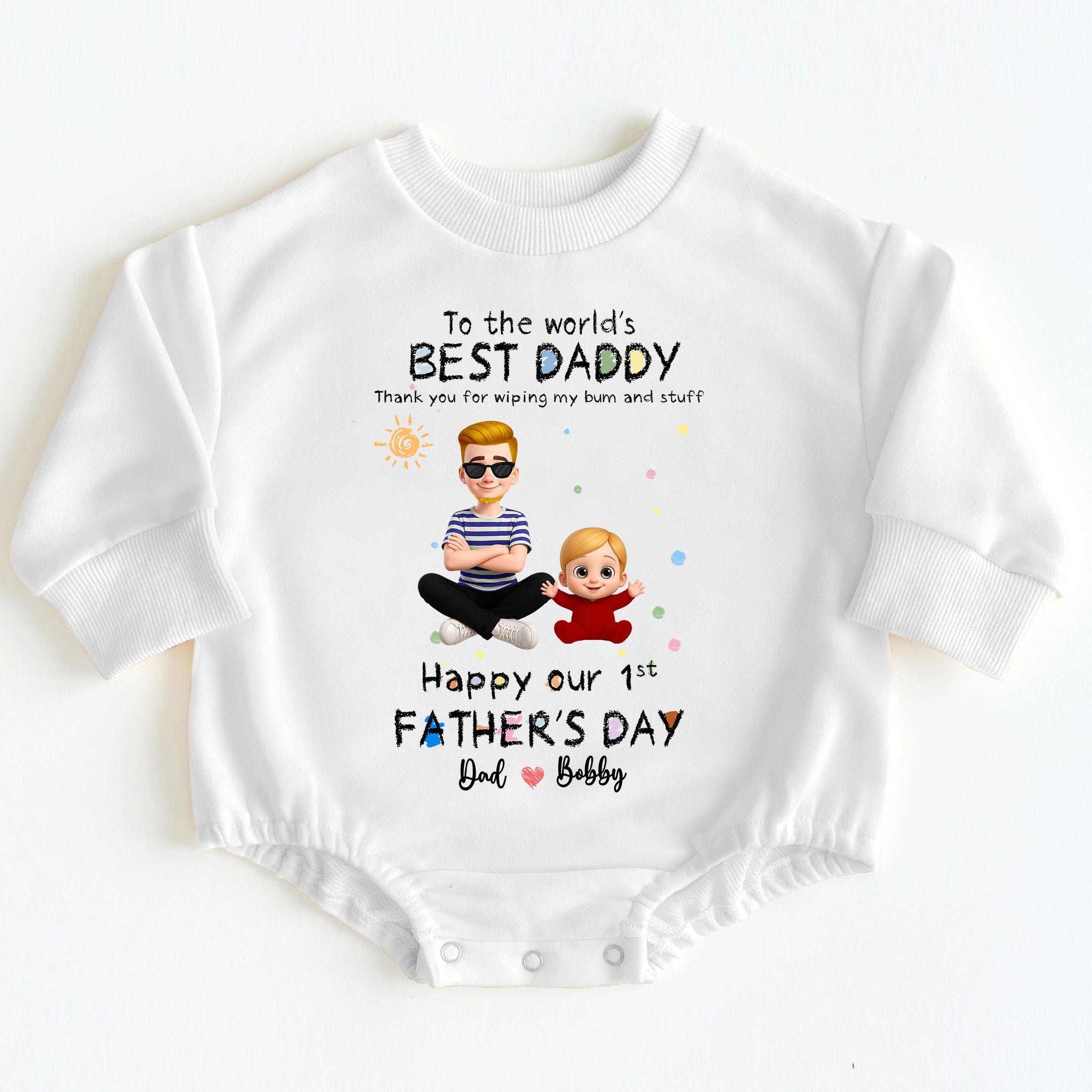 To the World's Best Daddy Personalized First Father's Day Baby Bodysuit 