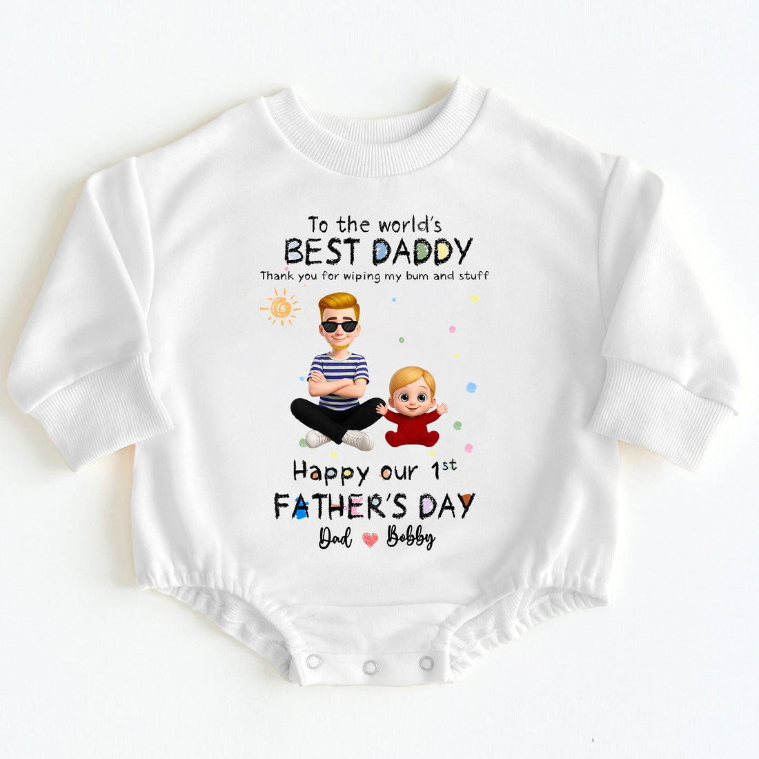 To the World's Best Daddy Personalized First Father's Day Baby Bodysuit 