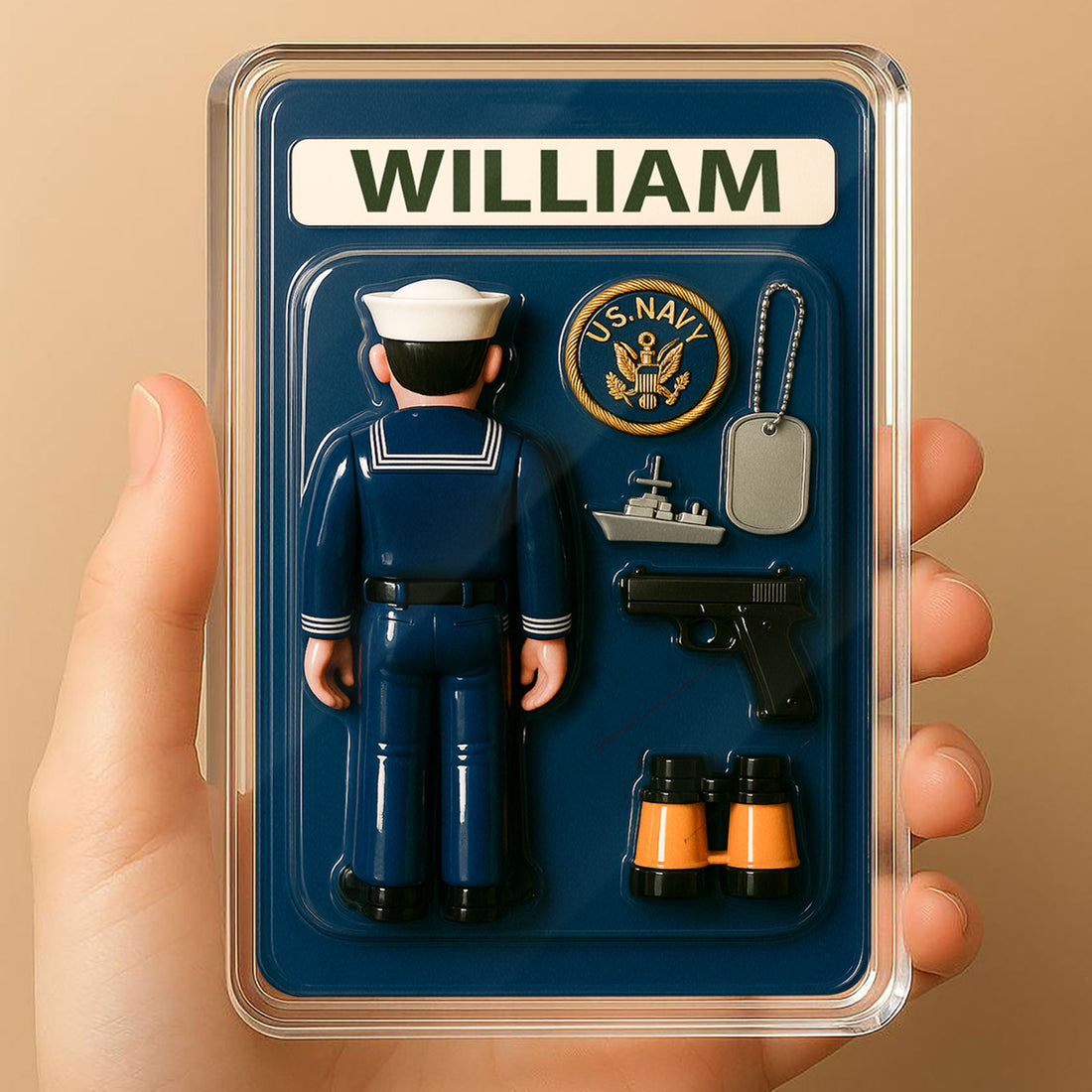 Personalized US Navy Father's Day Gift Decor Acrylic Plaque - Custom Photo Acrylic US Navy Father's Day 3D Plaque