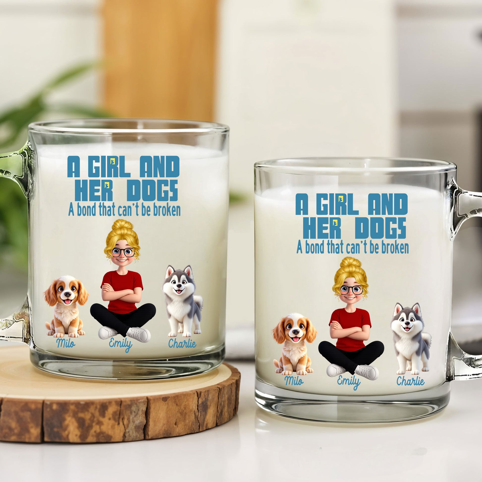 Unique Dog Owner Gift - Custom Mug with Girl and Her Dogs
