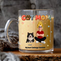 Unique Gift for Cat Mom - Personalized Glass Mug with Cats
