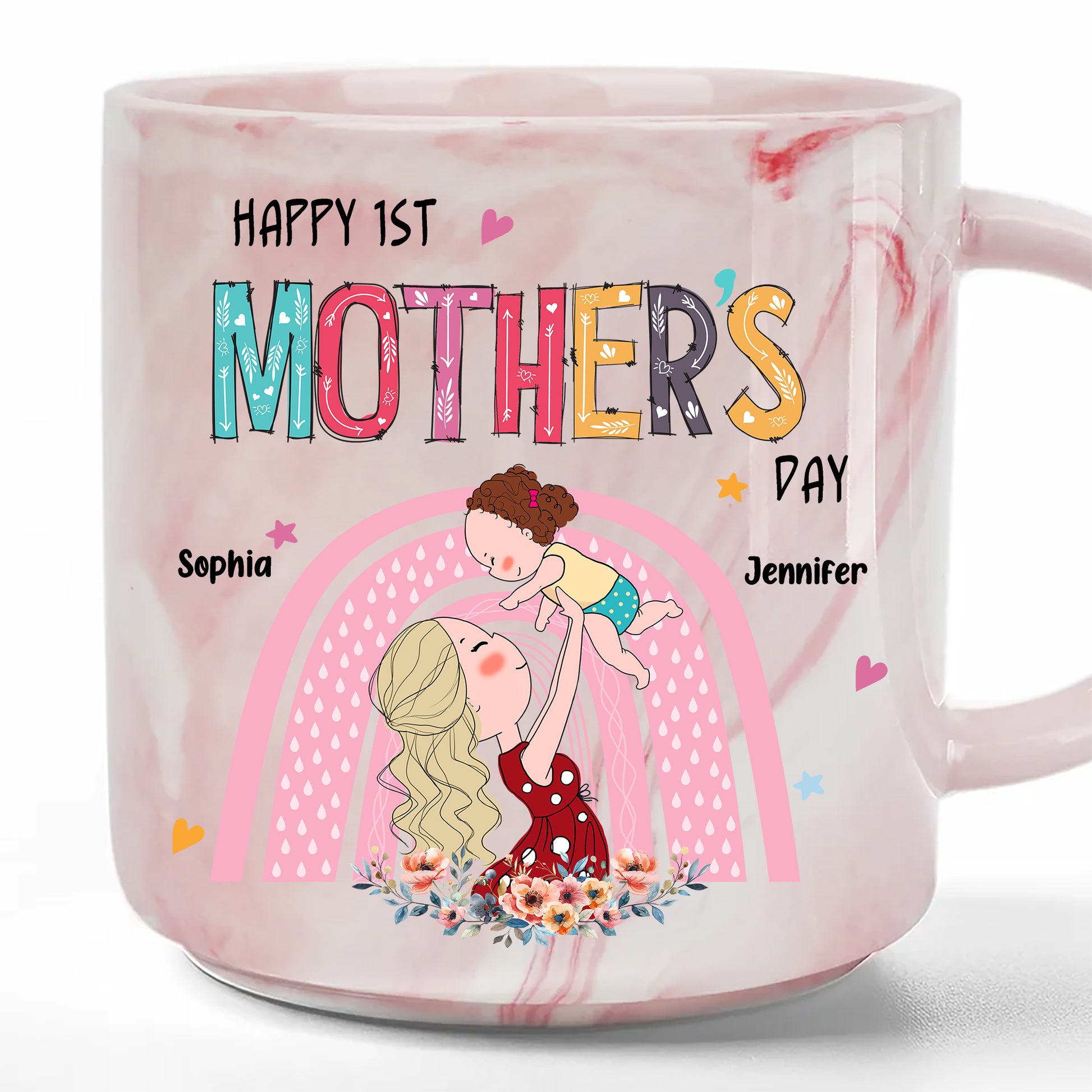 Unique Gift for New Moms: Happy 1st Mother's Day Marble Mug
