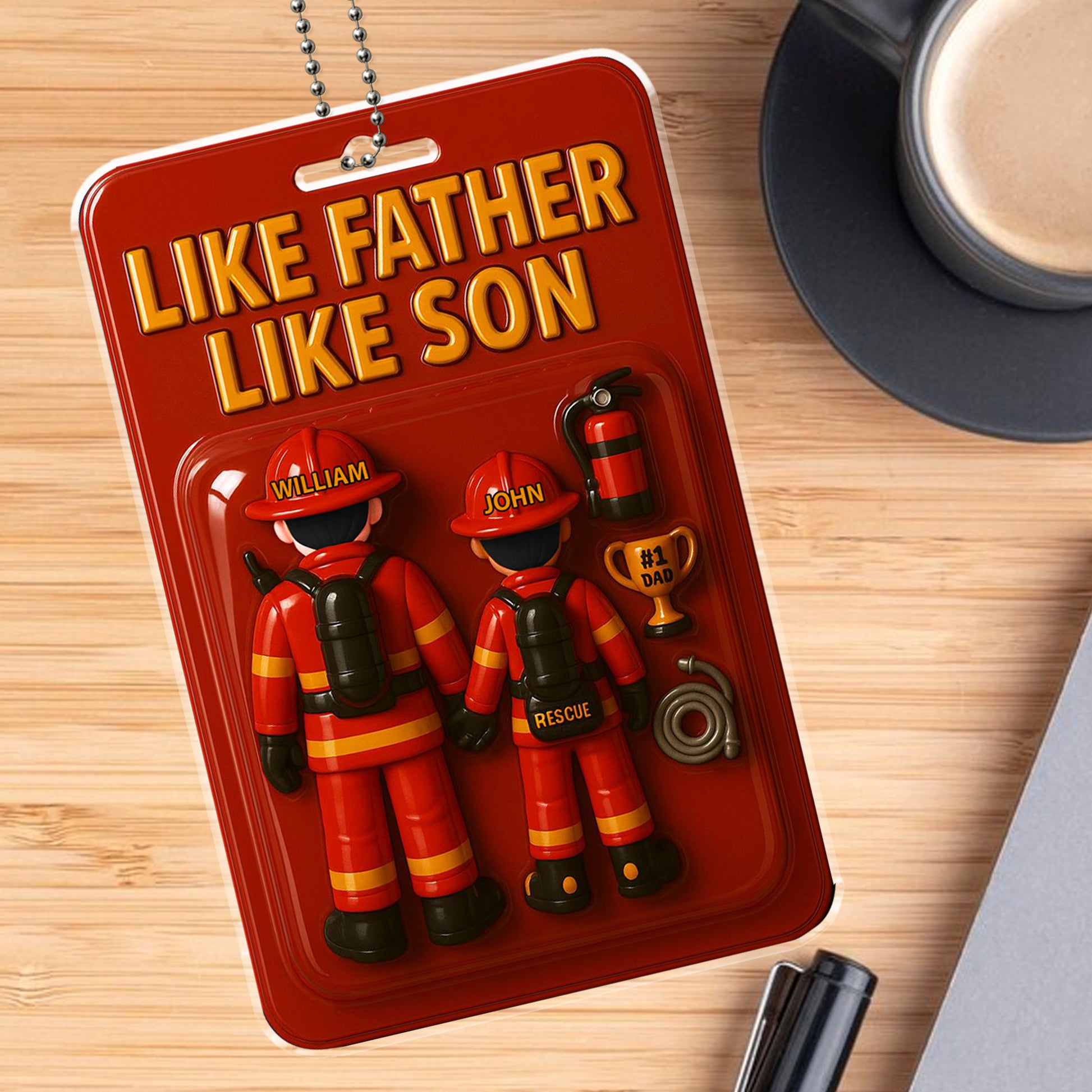 Unique Like Father Like Son Firefighter Gift – Car Hanging Ornament for Brave Dads This Father’s Day
