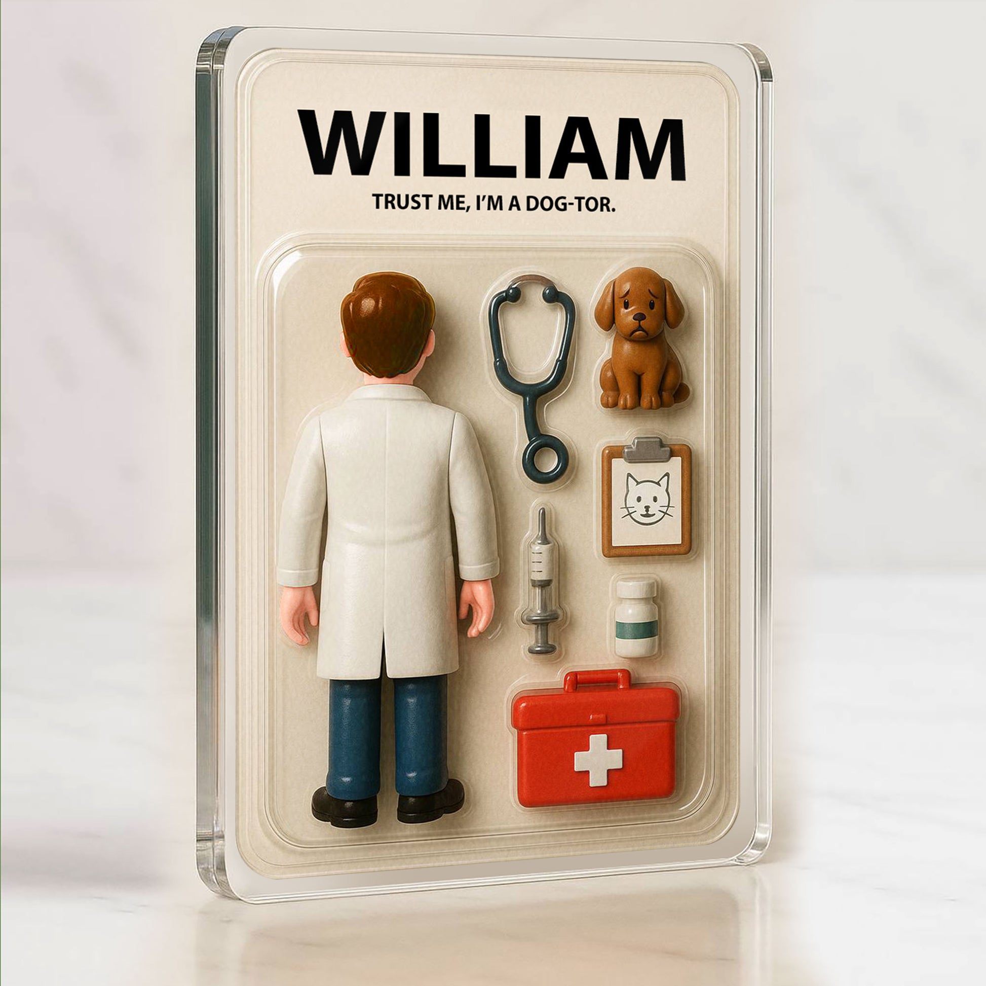 Veterinarian Father's Day 3D Plaque - Personalized Vet Gift "Dog-tor" Desk Decor