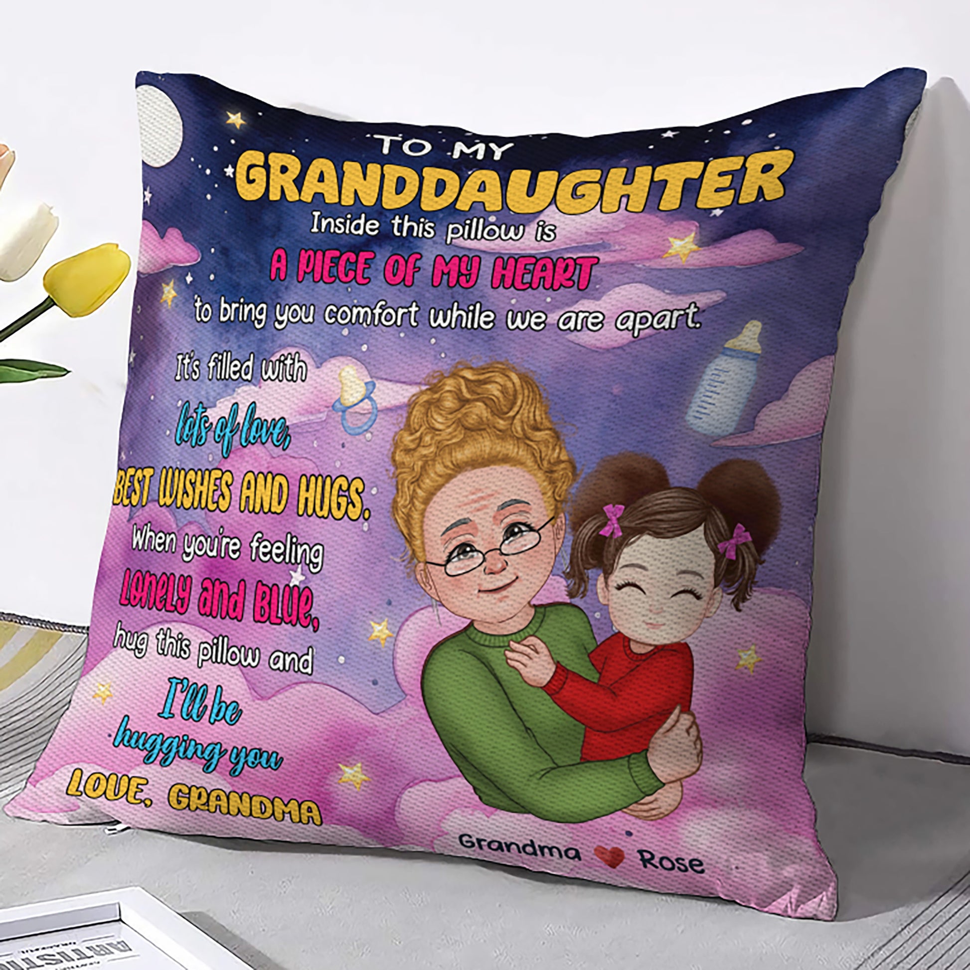 What is a comforting gift for a granddaughter who misses her family?
