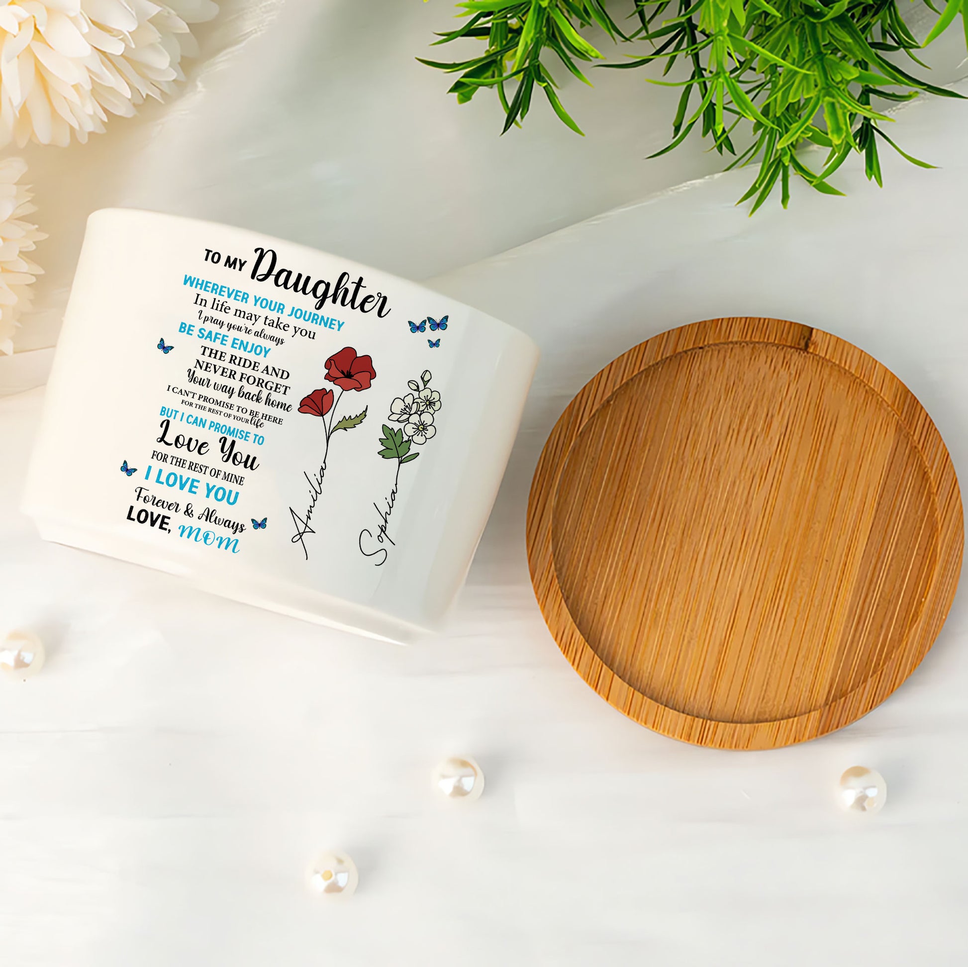 Wherever Your Journey May Lead, You Will Always Have My Love – Birth Month Flower Custom Name Ceramic Plant Pot