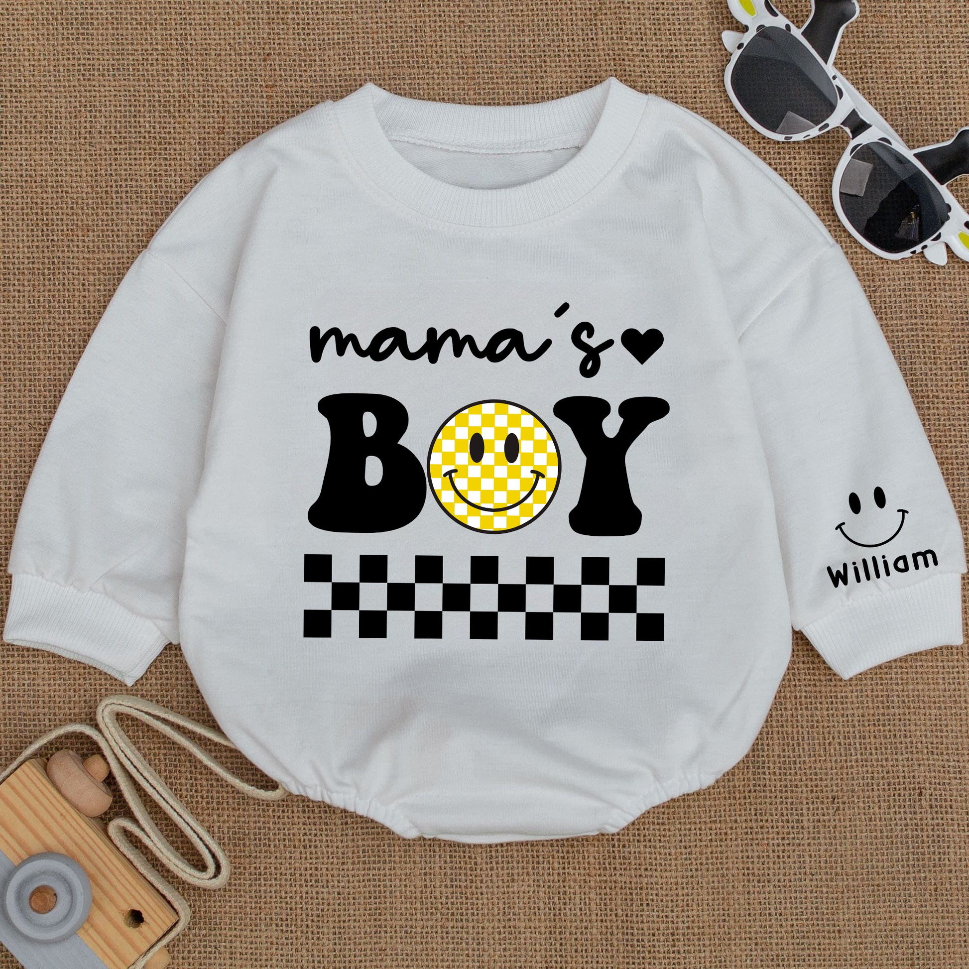 2 Sides Bodysuit Romper Long Sleeve Mama's Boy Personalized Custom Babysuit - Gift For Baby And Mom - LuthCreative