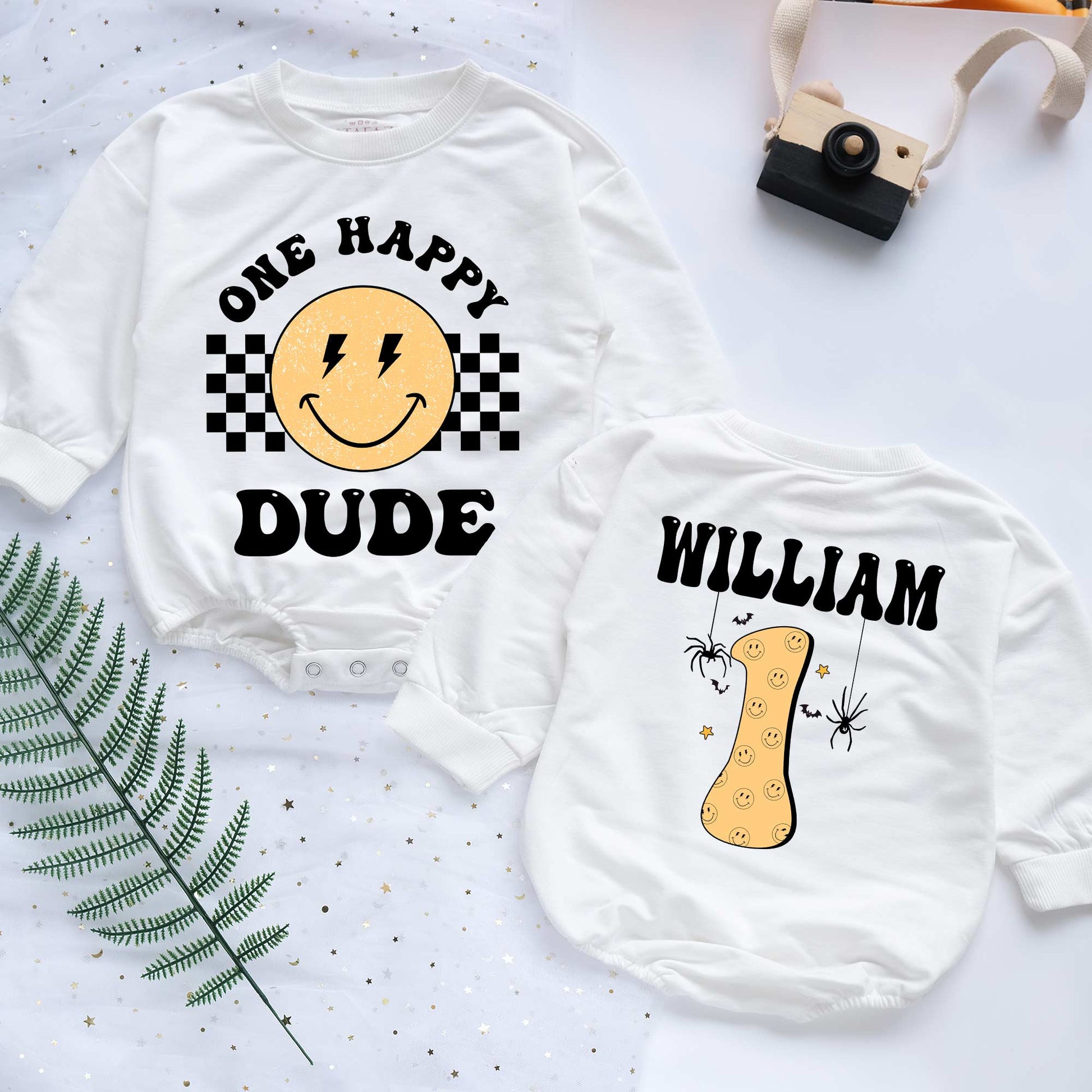 One Happy Dude Personalized Baby Romper - Short/Long Sleeve (0-2Y) - LuthCreative
