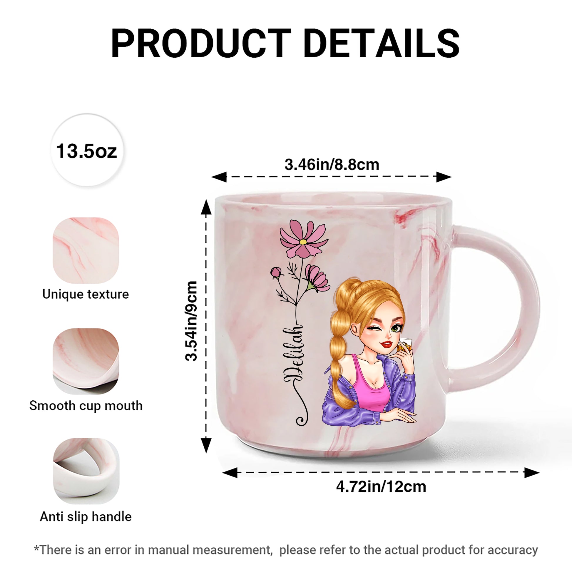 You Are Braver Than You Believe, Stronger Than You Seem 13.5oz Personalized Marble Mug, Customized Mug,
