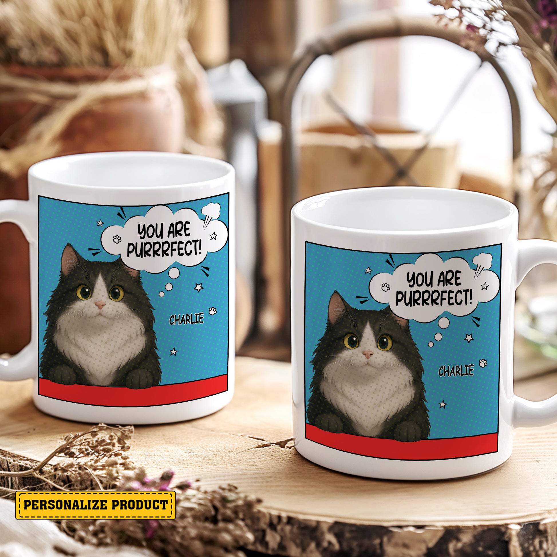 "You Are Purrfect" Personalized Comic Book Style Mug