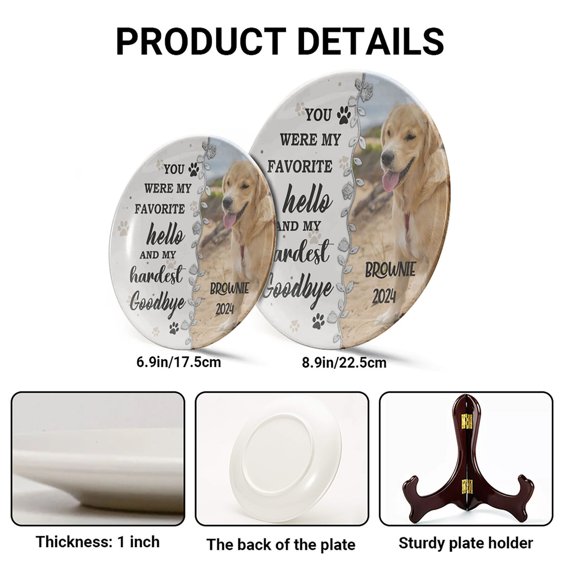 You Were My Favorite Hello And My Hardest Goodbye Pet Memorial Ceramic Plate, Gift For Mom, Gift For Grandma, Mother's Day Gift, Memorial Plate