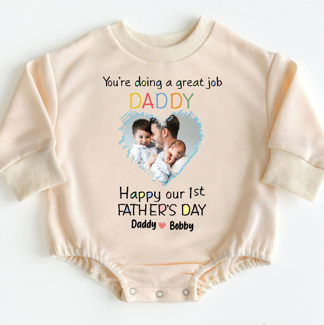 You are Doing Great Job Daddy First Father's Day Personalized Photo Romper 