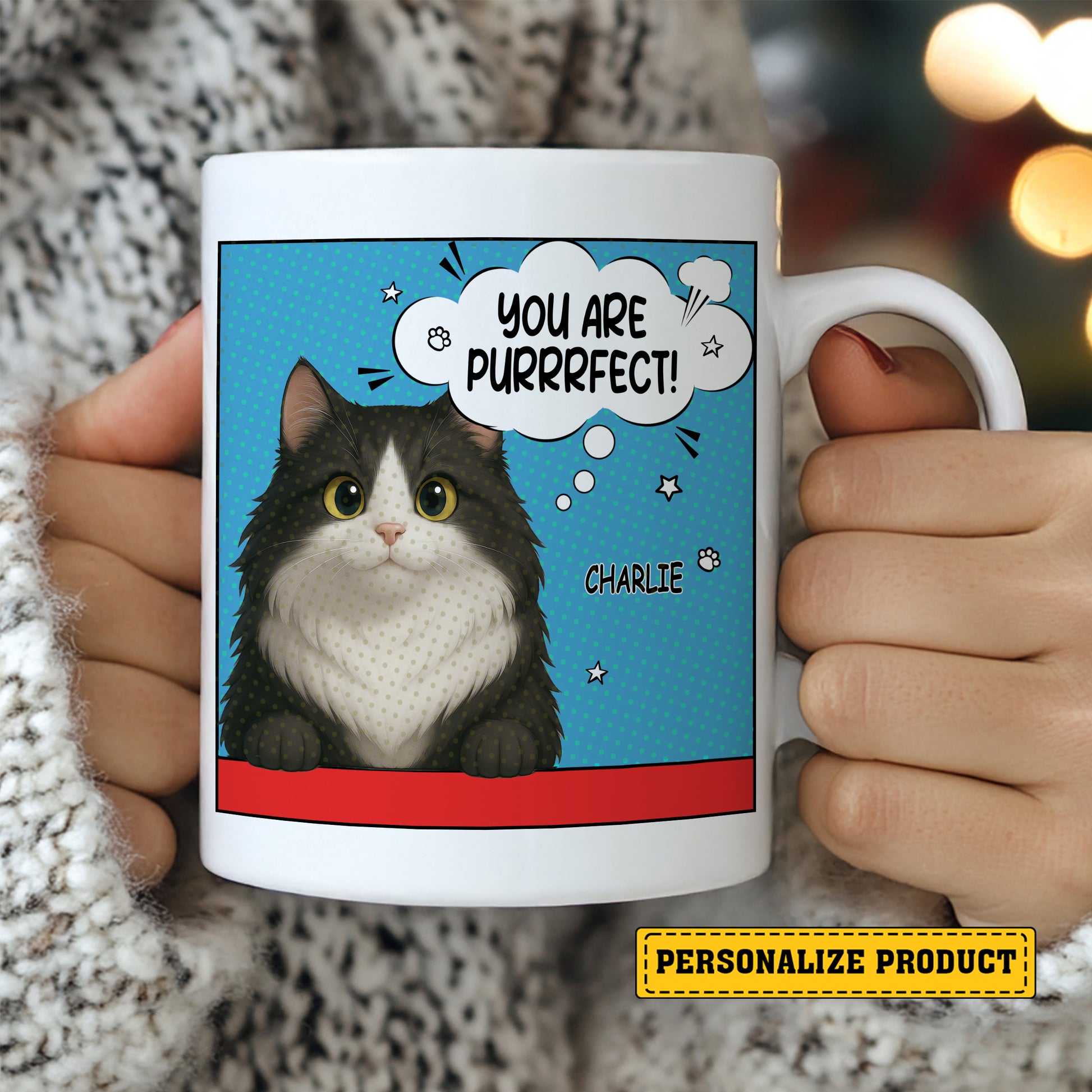 You are Purrrfect personalized comic book style mug