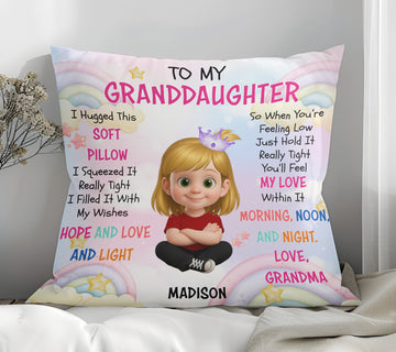 Custom To My Granddaughter I hugged This Soft Pillow - Gift For Granddaughter, Kids