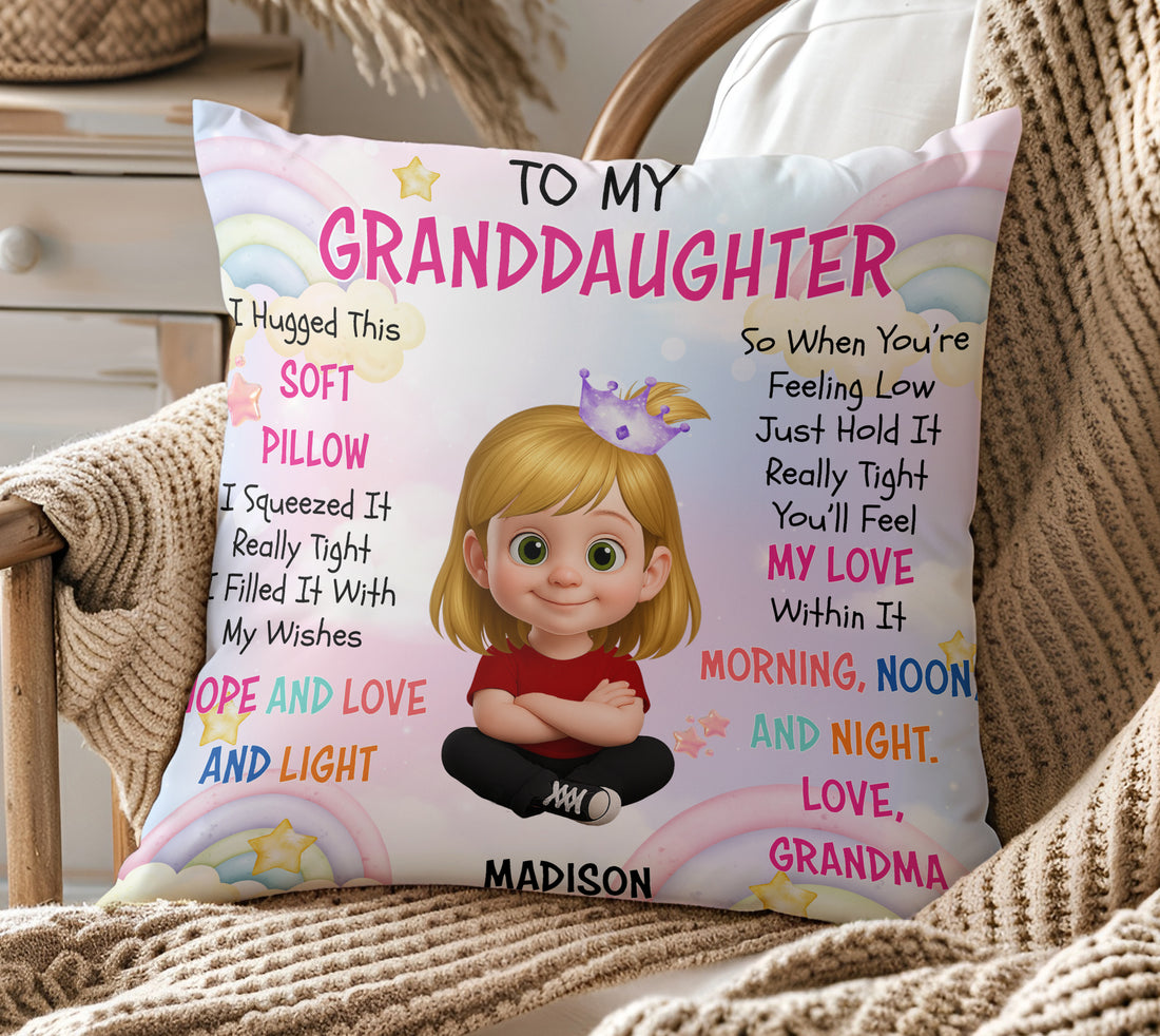 Custom To My Granddaughter I hugged This Soft Pillow - Gift For Granddaughter, Kids