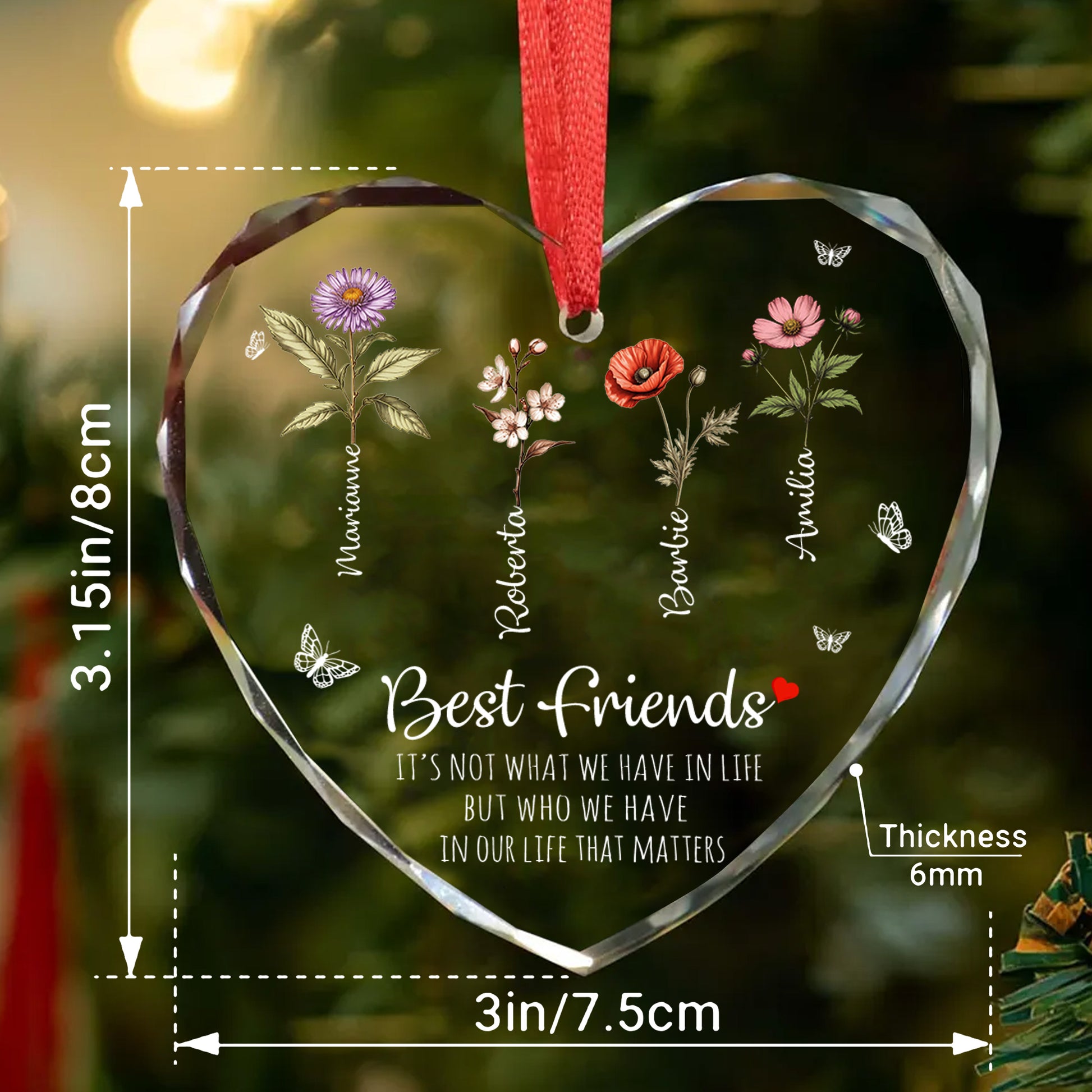 Personalized Ornament Best Friends It's Not What We Have In Life But Who We Have In Our Life That Matters Glass Ornament Holiday Decorations - LuthCreative