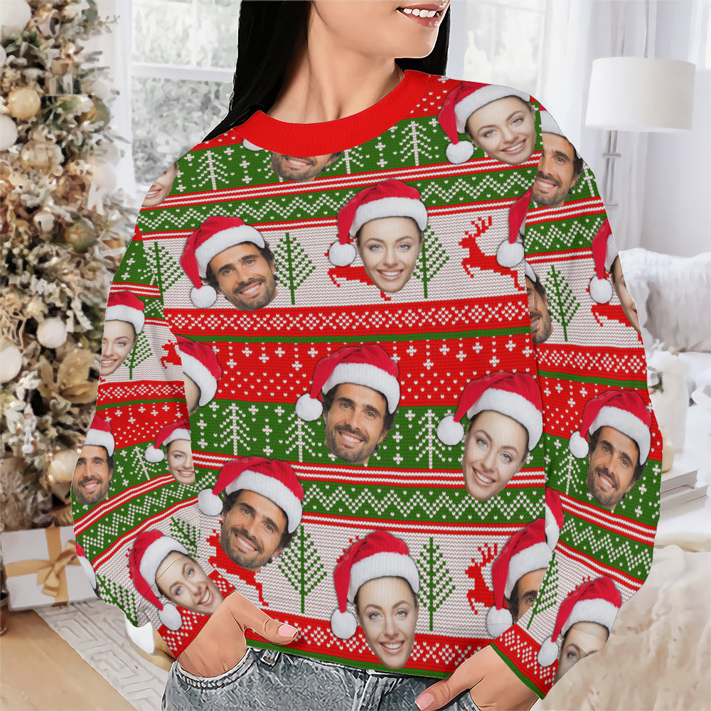Personalized Gift Custom Ugly Christmas Sweater, Custom Face Crewneck Sweatshirt, Personalized Family Photo Sweater, Custom Gift for Men Women, Family Party Gifts Wool Sweater - LuthCreative