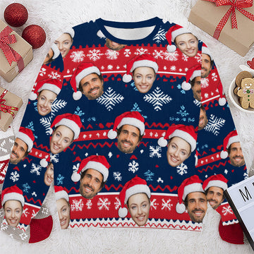 Personalized Gift Custom Ugly Christmas Sweater, Custom Face Crewneck Sweatshirt, Personalized Family Photo Sweater, Custom Gift for Men Women, Family Party Gifts Wool Sweater - LuthCreative